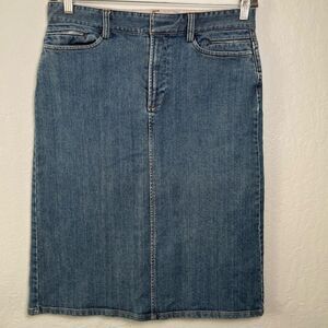VTG GAP Blue Denim Skirt Midi Straight Stretch Skirt Size 12